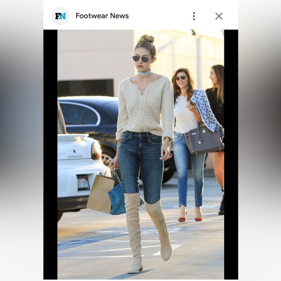 STUART Weizman taupe suede Lowland over the knee boots - Picture 9 of 16